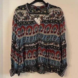 Zara Bohemian Sheer Floral Print Women's Top